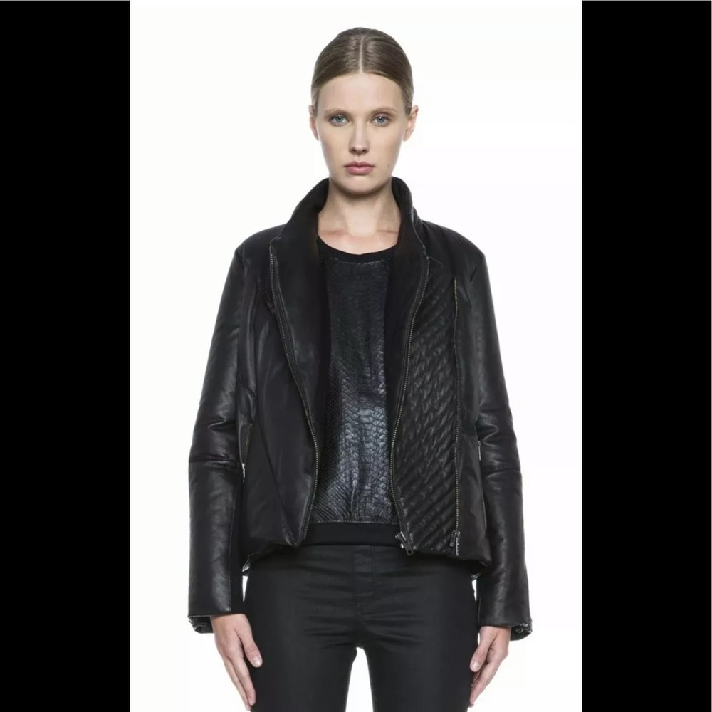 HELMUT LANG $1,450 Black Leather Puffer Jacket P
